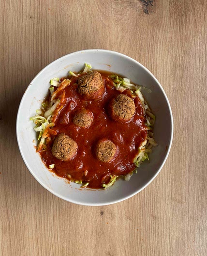 Lentil Meatballs with Basil Pomodoro Sauce
