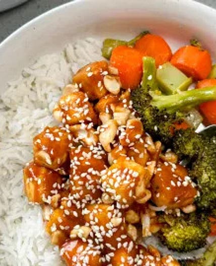 Sticky Tofu Bowls with Roasted Vegetables