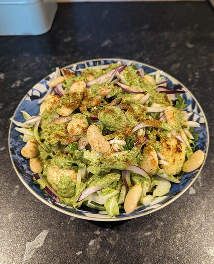 Whole cauli and tahini salad