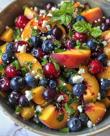 Blueberry Peach Feta Salad