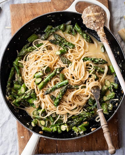 Spargel Carbonara