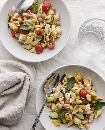Chickpea Pasta Salad with Feta Dressing