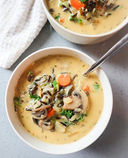 Creamy Dairy-Free Mushroom Wild Rice Soup