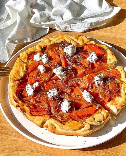 Tarte tatin carottes chèvre frais