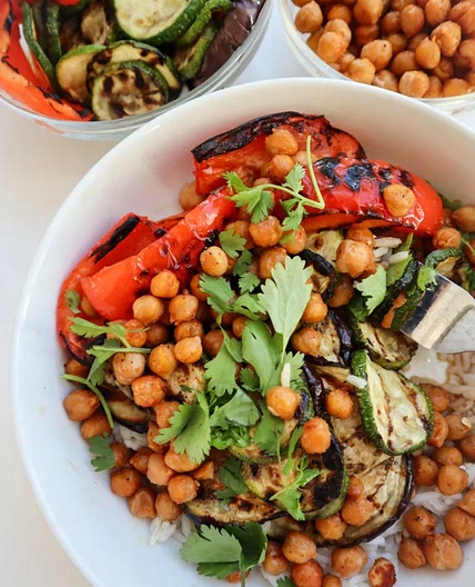 Marinated Grilled Veggies with Crispy Chickpeas