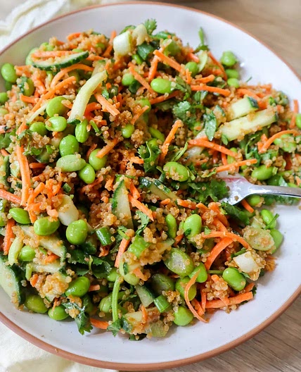 Crispy Quinoa & Edamame Peanut Salad