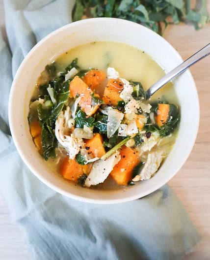 Ginger, Sweet Potato, & Kale Chicken Soup
