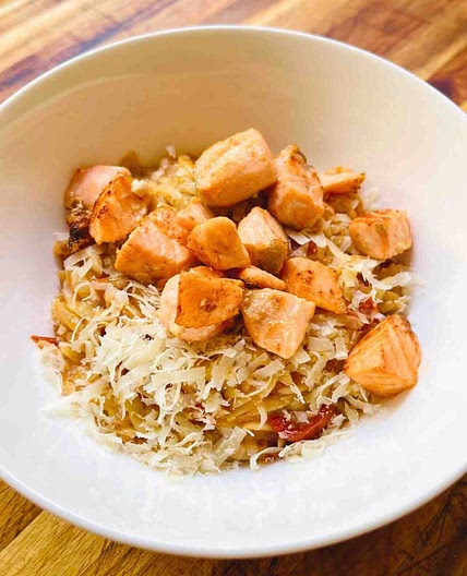 Tomato Orzo with Grilled Salmon