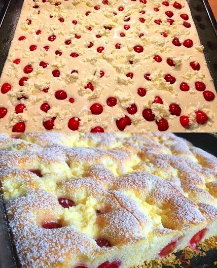 Den backe ich jeder Woche, Quark Kirschkuchen in 5 Minuten im Of