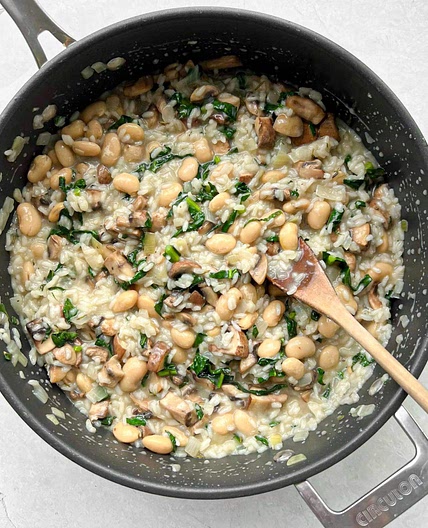 Mushroom, Kale & White Bean Risotto (Vegetarian)