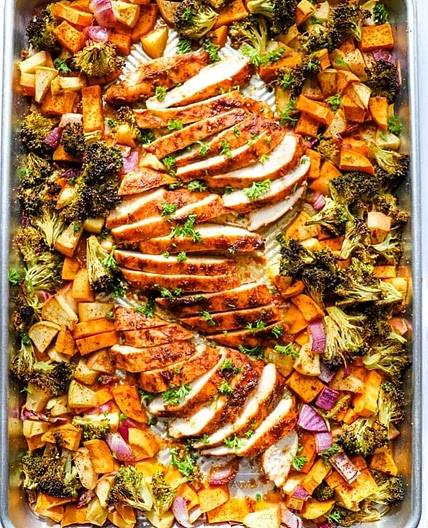 Sheet Pan Chicken and Sweet Potatoes