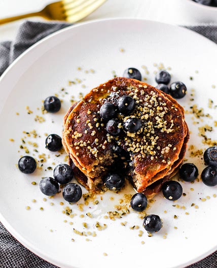 Blueberry Hemp Heart Protein Pancakes