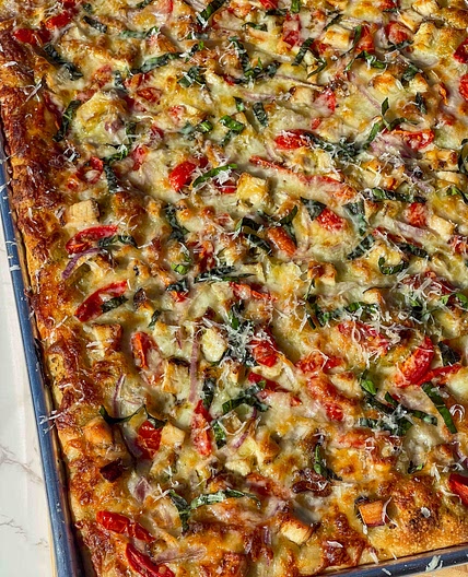 Pesto Chicken Sheet Pan Pizza 