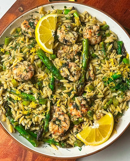 Lemon Butter Shrimp Asparagus Orzo