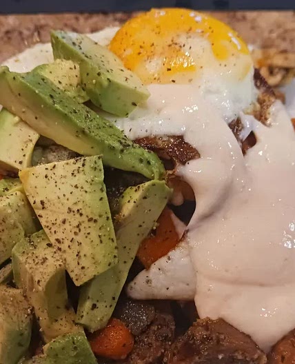 Sweet Potato Power Bowl with Italian Sausage, Onion, and Mushrooms