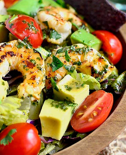Shrimp and Avocado Taco Salad