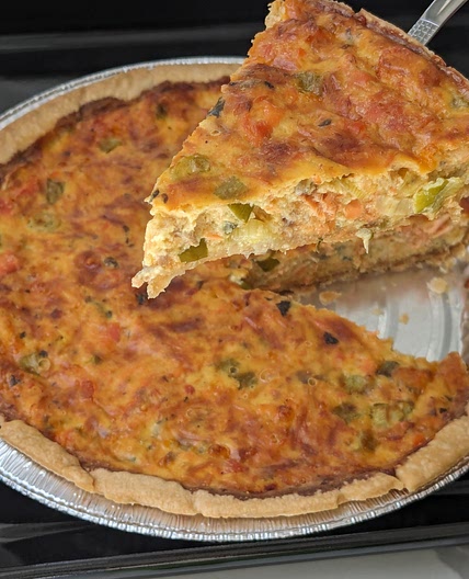 Mom's Cheddar Salmon Quiche