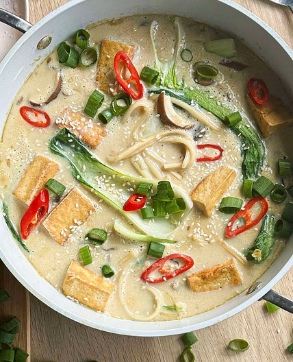 creamy miso & soy udon noodles soup