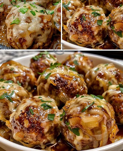 Slow Cooker French Onion Meatballs