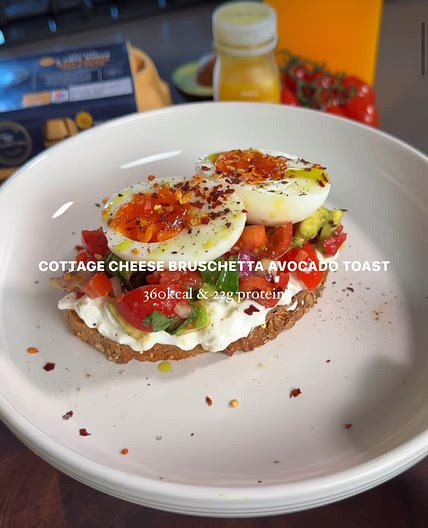 Cottage cheese bruschetta avocado toast