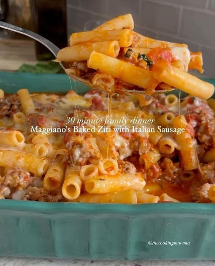 Baked Ziti with Italian Sausage is a take on Magliano’s recipe a