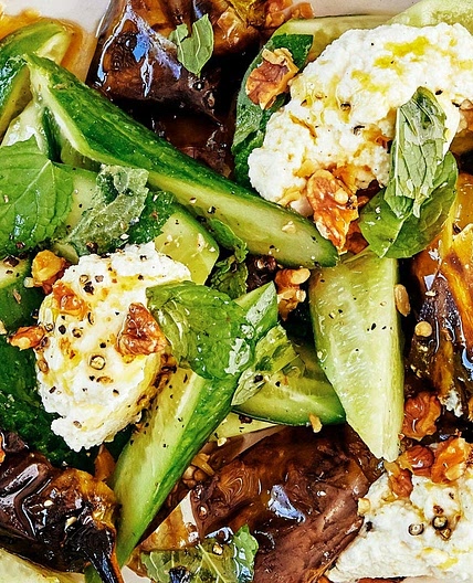 Charred Peppers With Lemon Ricotta and Cucumbers