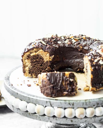 Vegan Marble Cake (gluten-free, oil-free)