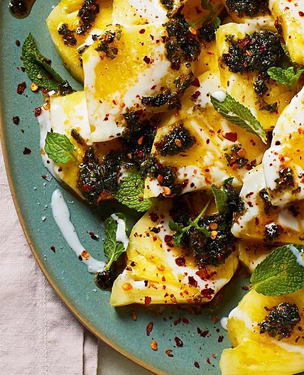 Pineapple with Coconut & Chilli Mint Drizzle