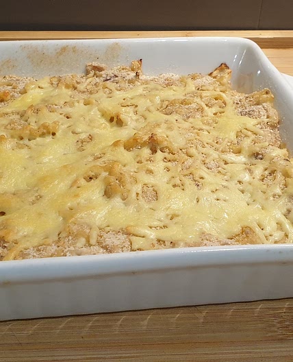 Tuna Mornay with bechamel sauce and parmesan Cheese