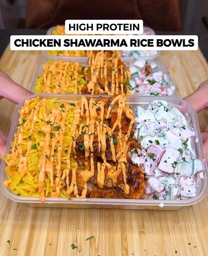 High Protein Chicken Shawarma Rice Bowls! 🍗🥙🔥