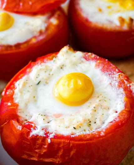 Stuffed Tomatoes with Ricotta cheese and Quail Eggs