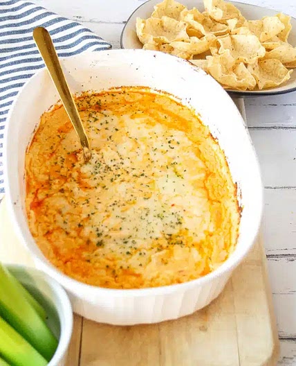 Hot Buffalo Chicken Dip with Homemade Yogurt Ranch Dressing Recipe