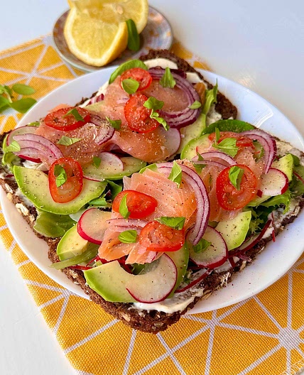 Open Salmon Avocado Sandwich 