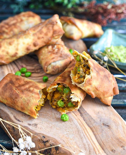 Air Fryer Samosas With Sweet Potato And Pork