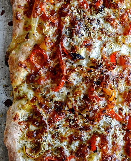 Rosemary Focaccia with Sautéed Onions & Peppers