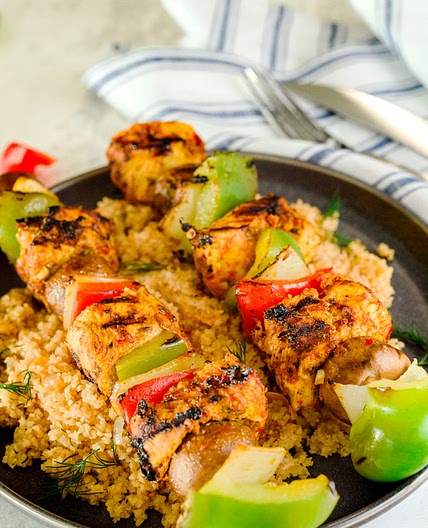 Mediterranean Chicken Kabob Skewers Using Grill Pan