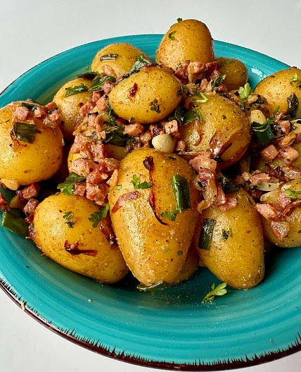 Warm Potato Salad with Bacon and Mustard Dressing 