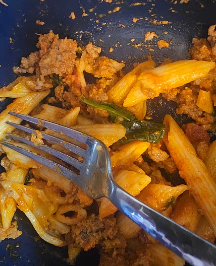 Vodka noodles with spinich