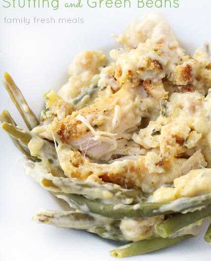 Creamy Crockpot Chicken Stuffing and Green Beans
