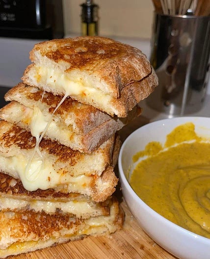 Grilled cheese with butternut squash soup