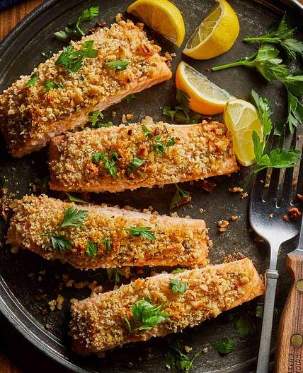 Walnut-Rosemary Crusted Salmon