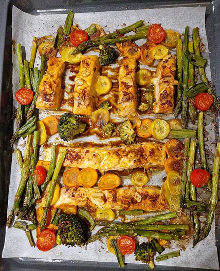 Pečený losos na sójové omáčce 🐟🥦🥕🤤🧡🔥😍