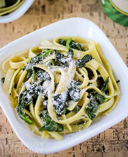 Fettuccine and Spinach