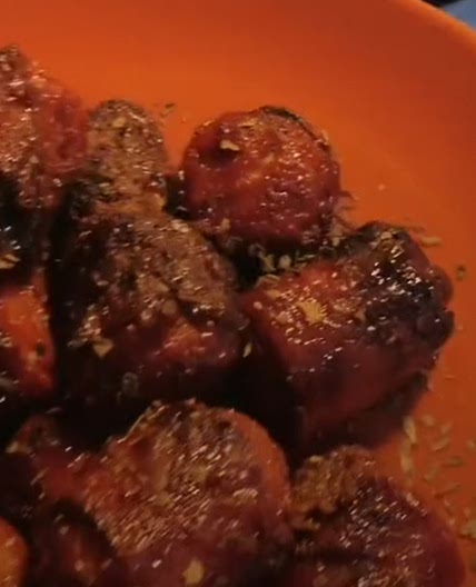 Air fryer poor man's burnt ends (hotdogs)