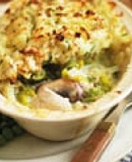 Chicken leek and mushroom pie