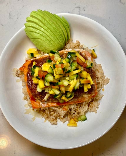 Ginger Seared Salmon with Mango Salsa