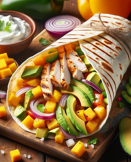 Wrap avocat poulet mangue