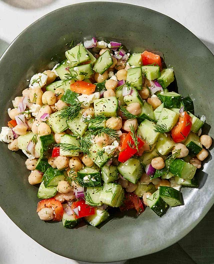 Cucumber Chickpea Salad with Feta & Lemon