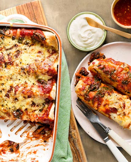 MEXI BEAN ENCHILADAS
