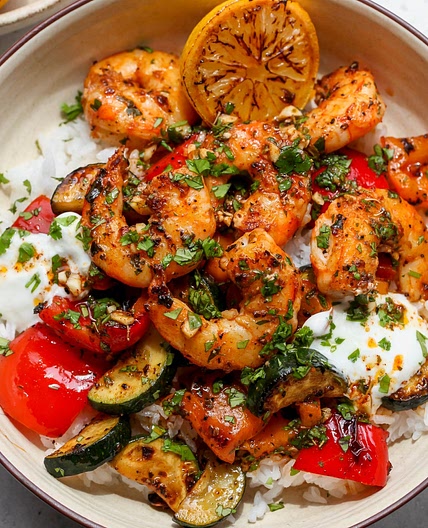 30 Minute Greek Shrimp Bowls